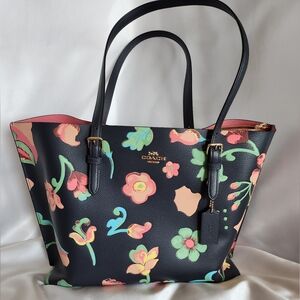 Coach Dreamyland C8215 Tote Embossed Multi-colored Floral Tote - Midnight blue